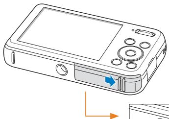 SAMSUNG PL 120 - Insertion de la batterie et de la carte mémoire - 1