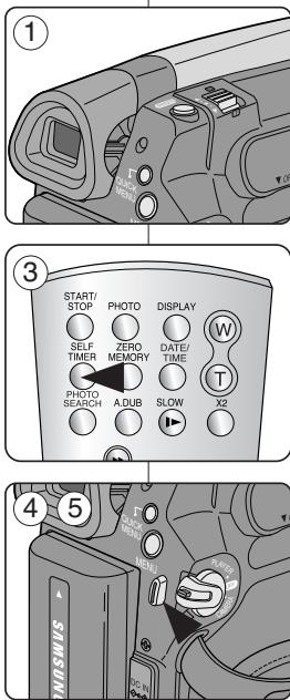 SAMSUNG SC-D263 - Enregistrement automatique à l'aide de la télécommande (Setting the Self Timer) (Réglage du retardateur automatique) (modeles SC-D364/D366 uniquement) - 1