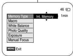 SAMSUNG SC-D455 - Utilización del menú rápido: Memory Type (Tipo de memoria) - 1