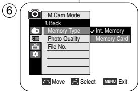 SAMSUNG SC-D455 - Selección de la memoria interna (Sólo SC-D455/D457) - 2