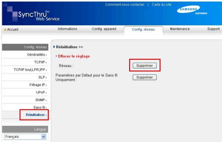 SAMSUNG CLP-310N - Restauration des paramètres par défaut définis en usine à l'aide du service Web SyncThru™ - 2