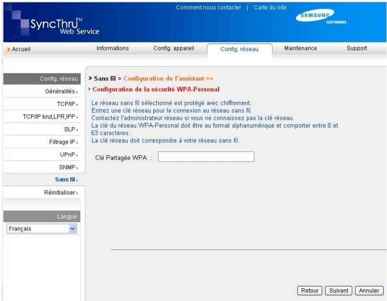 SAMSUNG CLP-310N - Configuration du réseau sans fil de l'imprimante - 4