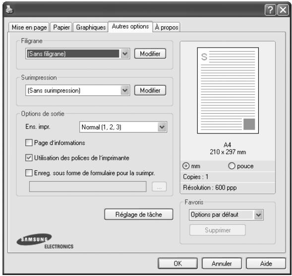 SAMSUNG CLP-610ND - Onglet Autres options - 1