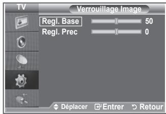 TV Verrouillage Image Regl. Base 50 Regl. Prec 0 Déplacer Entrer Retour