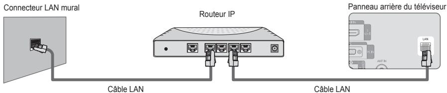 Connecteur LAN mural Routeur IP Câble LAN Câble LAN Panneau arrière du téléviseur