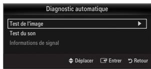 Diagnostic automatique Test de l'image Test du son Informations de signal Déplacer Entrer Retour
