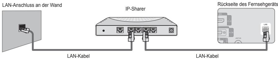 LAN-Anschluss an der Wand IP-Sharer Rückseite des Fernsehgeräts LAN-Kabel LAN-Kabel