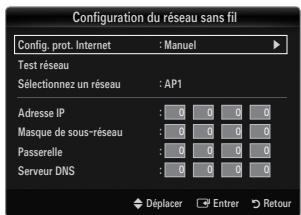 SAMSUNG LE40B651 - Configuration du réseau sans fil-Manuel - 1