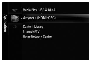 Media Play (USB & DLNA) Anynet+ (HDMI-CEC) Content Library Internet@TV Home Network Centre