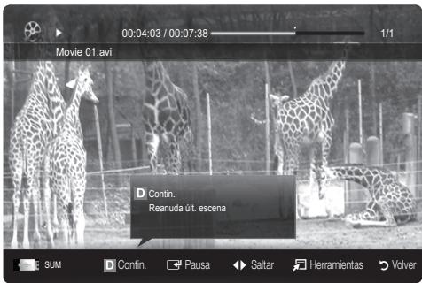 SAMSUNG LE40C550 - Reproducción continua de un archivo de película (reanudar reproducción) - 1