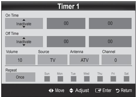 SAMSUNG LE40C550 - Setting the On / Off Timer - 1
