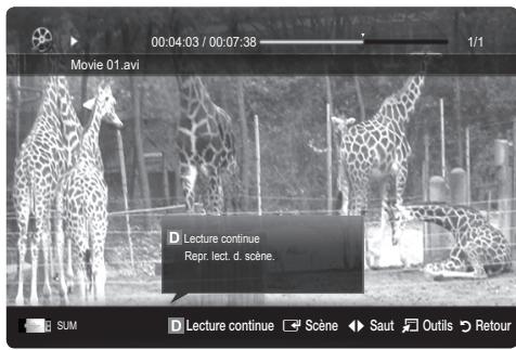 SAMSUNG LE40C652L2W - Lecture d'un fichier film en continu (Reprendre la lecture) - 1