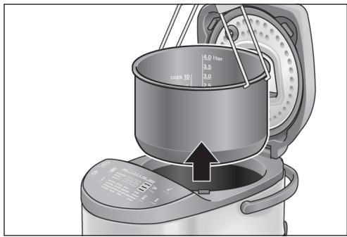 BOSCH INTELLIGENT AUTOCOOK MUC28B64FR - Sollevare il recipiente dall'interno dell'apparecchio. - 1