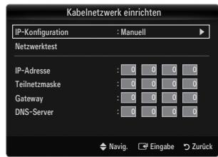 SAMSUNG LE46B750U1W - Kabelnetzwerk einrichten-Manuell - 1