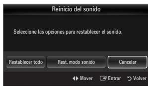 SAMSUNG LE46B750U1W - Reinicio del sonido  Restablecer todo / Rest. modo sonido / Cancelar - 1