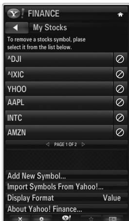 SAMSUNG LE46B750U1W - Using the Yahoo!® Finance Widget - 1