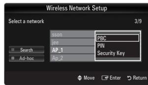 SAMSUNG LE46B750U1W - Connecting WPS (Wi-Fi Protected Setup) - 1