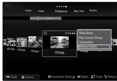 SAMSUNG LE46B750U1W - Removing a USB Memory Device Safely - 4