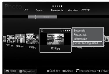SAMSUNG LE46B750U1W - Extracción segura del dispositivo de memoria USB - 1