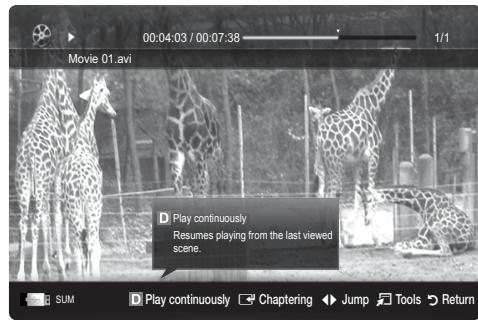 SAMSUNG LE46C650 - Playing movie file continuously (Resume Play) - 4