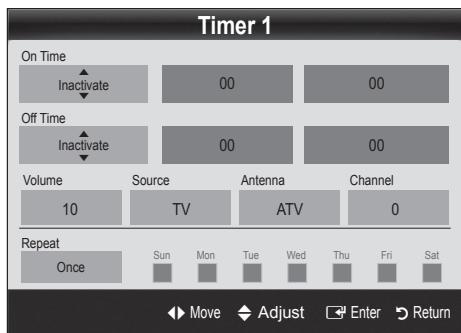 SAMSUNG LE46C650 - Setting the On / Off Timer - 1