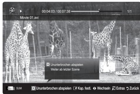 SAMSUNG LE46C650 - Filmwiedergabe fortsetzen (Wiedergabe fortsetzen) - 2