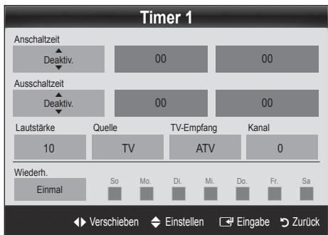 SAMSUNG LE46C650 - Einstellen des Ein-/Ausschalttimers - 1