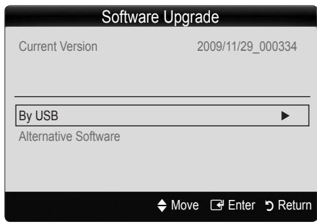 Software Upgrade Current Version 2009/11/29_000334 By USB Alternative Software Move Enter Return