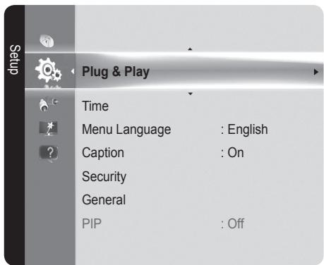Plug & Play Time Menu Language : English Caption : On Security General PIP : Off