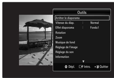 SAMSUNG LN40B610 - Options du menu diaporama - 1