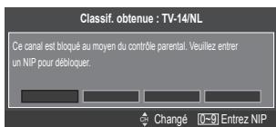 SAMSUNG LN46B550K1F - Comment régler le téléviseur lorsque la fonction V-Chip bloque un canal (Sortie d'urgence) - 1