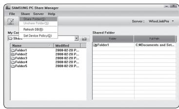 SAMSUNG PN50B850Y1F - Sharing a Folder - 1