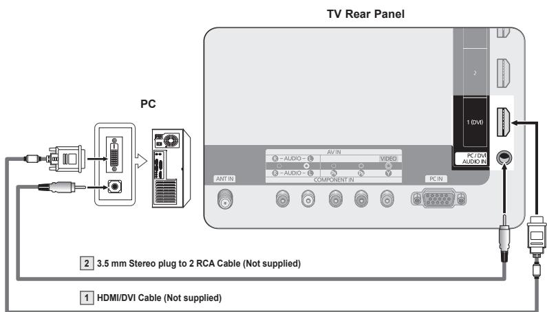 SAMSUNG PN58B850Y1F - □ Using an HDMI/DVI Cable - 1