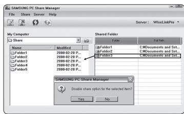 SAMSUNG PN58B850Y1F - ■ Cancelling a Shared Folder - 3
