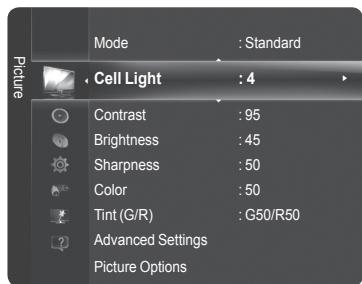 SAMSUNG PN58B850Y1F - Cell Light / Contrast / Brightness / Sharpness / Color / Tint (G/R) - 1