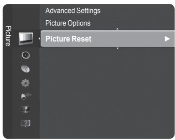 Picture Advanced Settings Picture Options Picture Reset