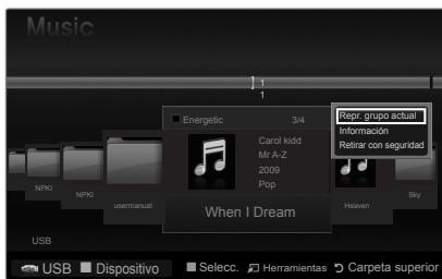 Music Repr. grupo actual Información Retirar con seguridad NPR0 NPR0 usermanual Pop When I Dream Heaven Sky USB Dispositivo Selecte Herramientas Carpeta superior