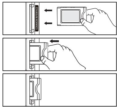 Diagram showing three-step installation of a device with hand placement and control panel, labeled in English.