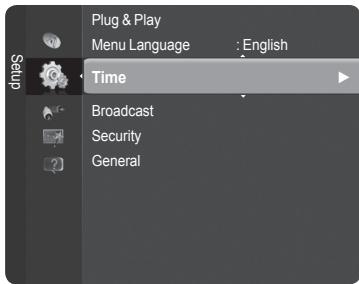 Plug & Play Menu Language : English Time Broadcast Security General