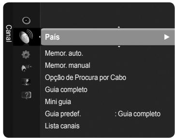 País Memor. auto. Memor. manual Opção de Procura por Cabo Guia completo Mini guia Guia predef. : Guia completo Lista canais
