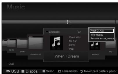 Music Repr.Gr.Act. Informação Remover em segurança NPR0 NPR0 usermanual 2009 Pop When I Dream Heaven Sky USB USB Dispos. Select. Ferramentas Mover para pasta superior.
