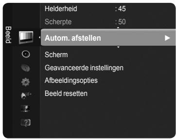 Helderheid : 45 Scherpte : 50 Autom. afstellen Scherm Geavanceerde instellingen Afbeeldingsopties Beeld resetten