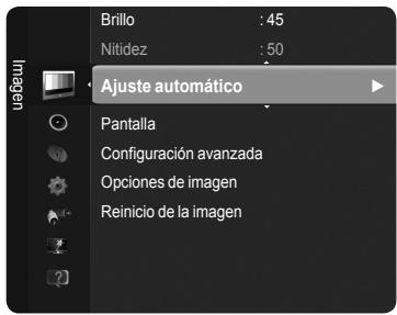 Brillo : 45 Nitidez : 50 Ajuste automático Pantalla Configuración avanzada Opciones de imagen Reinicio de la imagen
