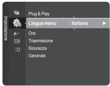 Plug & Play Lingua menu : Italiano Ora Trasmissione Sicurezza Generale
