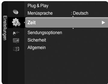 Plug & Play Menüsprache : Deutsch Einstellungen Zeit Sendungsoptionen Sicherheit Allgemein