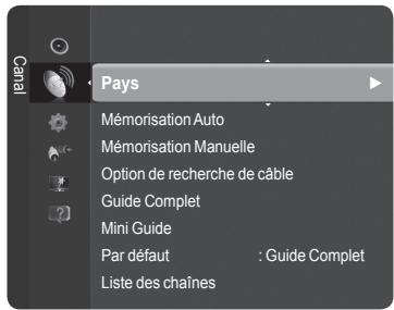 Cenai Pays Mémorisation Auto Mémorisation Manuelle Option de recherche de câble Guide Complet Mini Guide Par défaut : Guide Complet Liste des chaînes