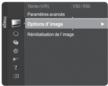 Teinte (V/R) : V50 / R50 Paramètres avancés Options d' image Réinitialisation de l' image