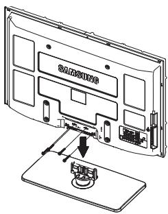 Technical diagram of a computer monitor rear panel with labeled ports and a screw base, showing internal components and mounting points.
