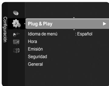 Configuración Plug & Play Idioma de menú : Español Hora Emisión Seguridad General