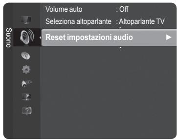 Volume auto : Off Seleziona altoparlante : Altoparlante TV Reset impostazioni audio